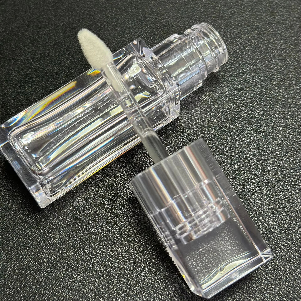 6ml 10ml All Clear Square Big Doe Foot Lipgloss Container Thick Bottle Transparent Lip Gloss Tubes With Big Brush Big Wand