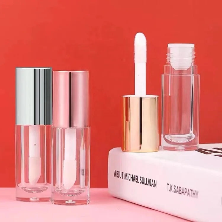 Big Brush Lip Gloss Tubes Gold Rose Gold Silver Lip Gloss Wand Tubes Circular Lipgloss Tubes Customized Logo Screen Printing