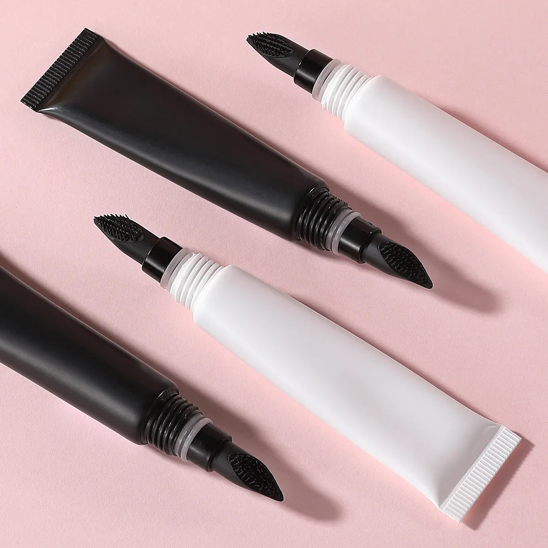 Built-In Styling Comb Clear Eyebrow Enhancer Gel Strong Hold Waterproof Tinted Eyebrow Styling Glue Gel with Spiral Brush