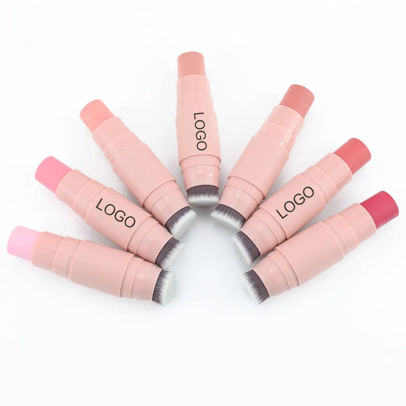 Custom Logo 12 Colors Blush 8 Colors Highlighter Waterproof Long Lasting Dual Headed Blush Highlighter Stick for Face Makeup