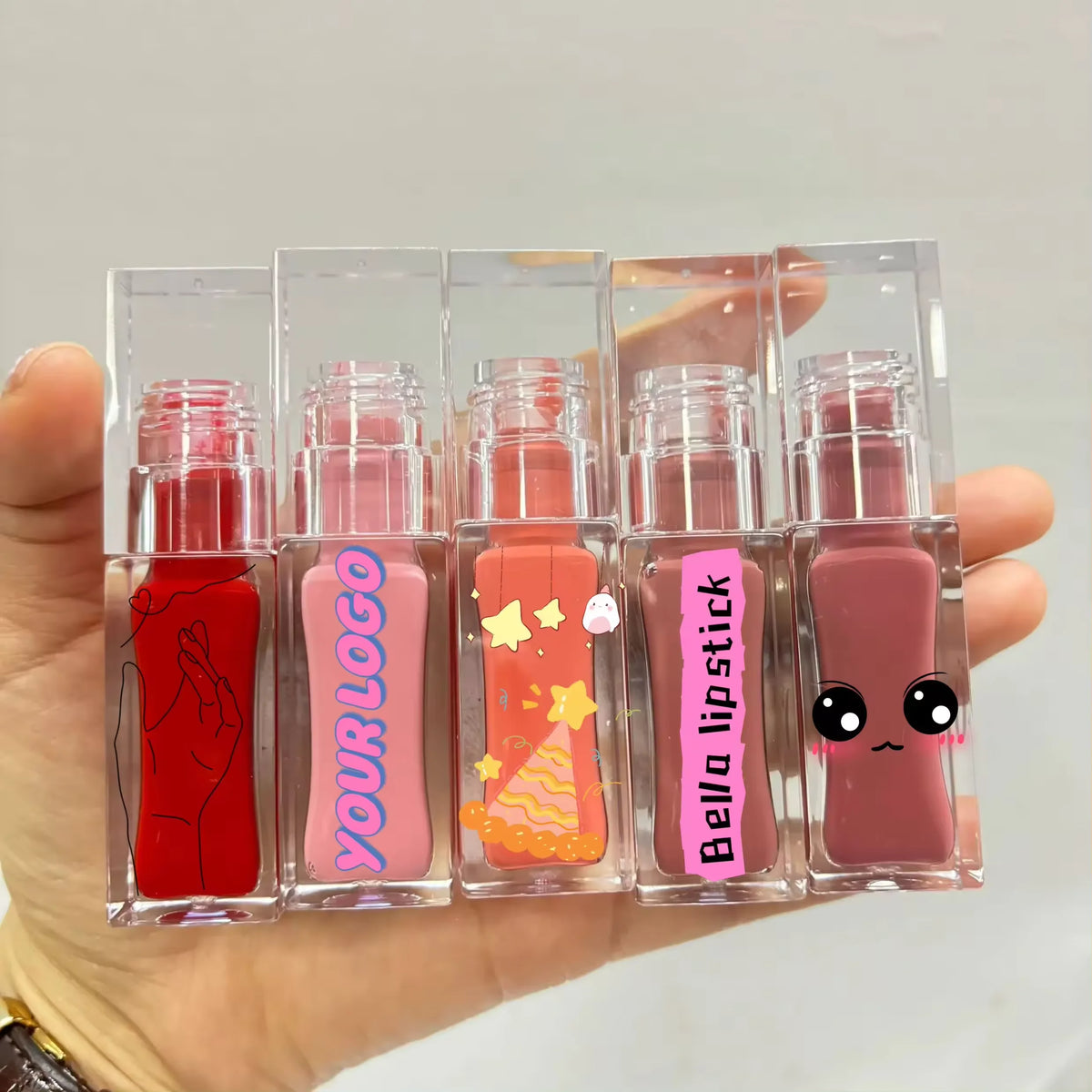 Custom Logo Full Clear Tube Private Label Tinted Pink Lip Oil Vegan Lip Gloss Flavouring Lip Oil