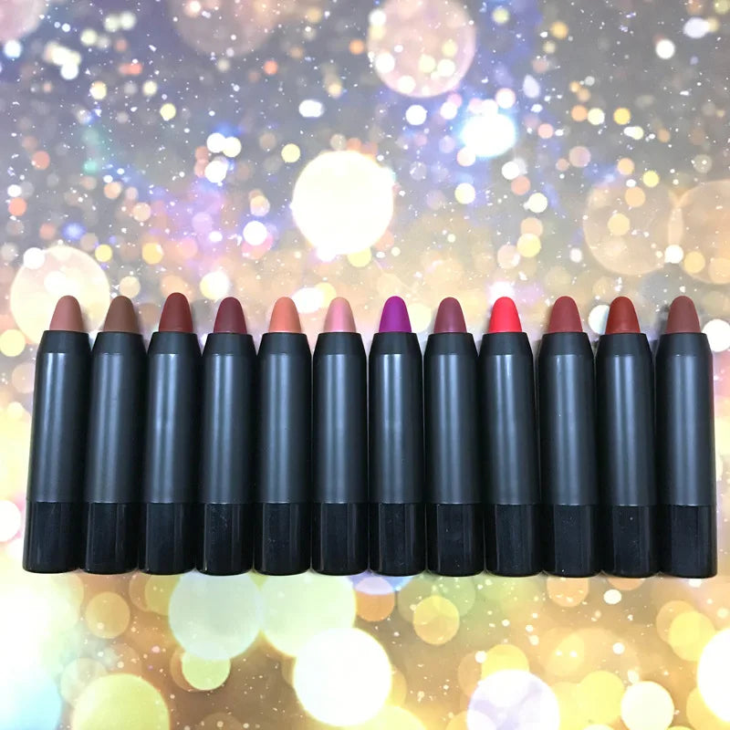 waterproof long-lasting matte makeup cosmetics rose red lipstick crayon pencil lipstick