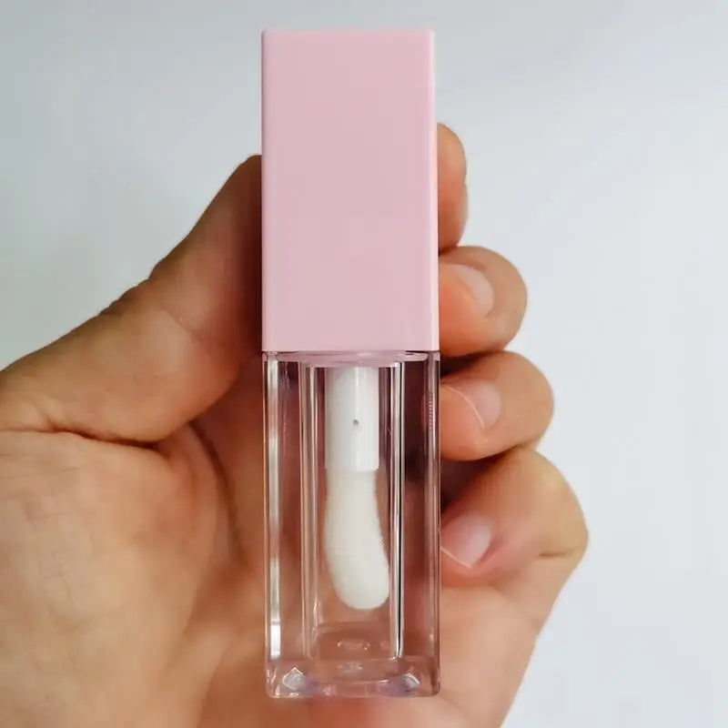5ml square pink black white transparent bottle top big wand lip gloss packaging lipgloss wand tubes with big brush
