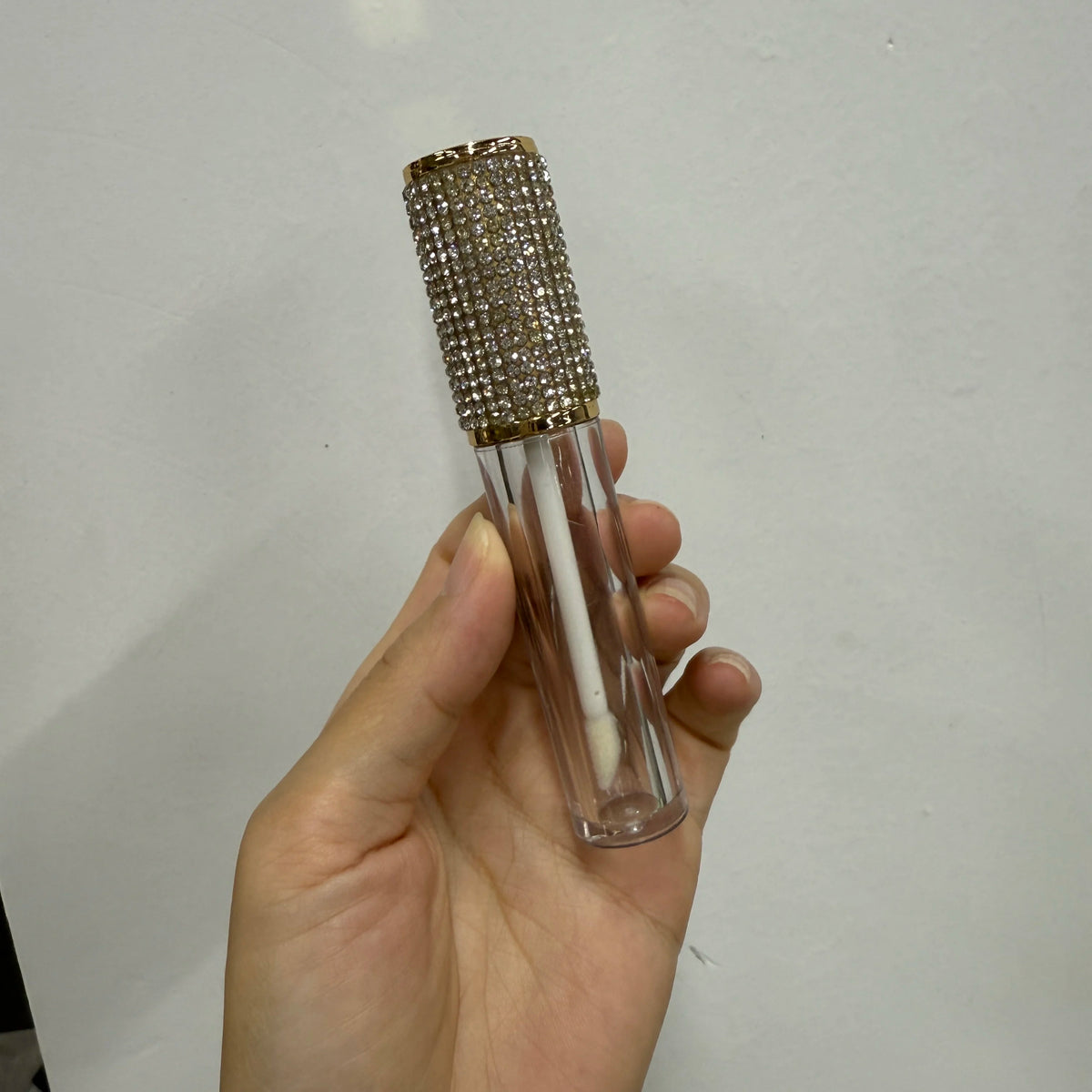 7ml crystal rhinestone bling lipgloss packaging empty diamond square lip gloss wand tubes rainbow glitter lipgloss conta