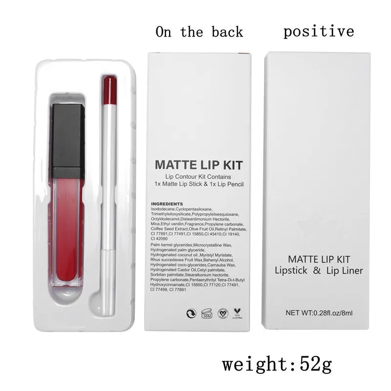 waterproof 12 colors matte lipliner pencils makeup lipstick kit lip beauty liquid lipstick and lipliner set with box