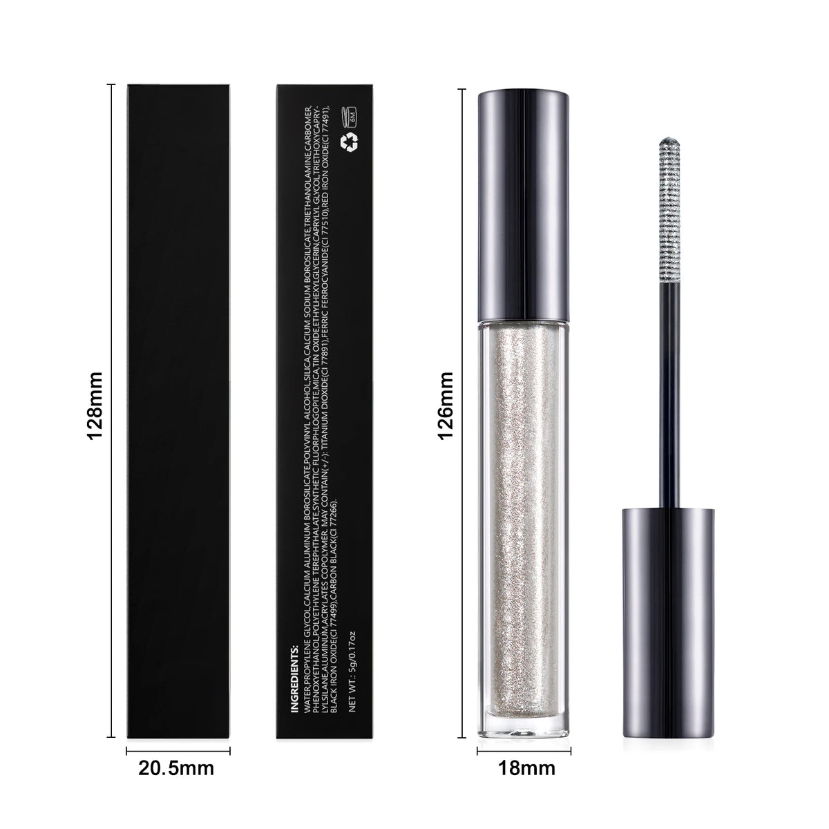 14 colors waterproof glitter mascara cruelty free makeup oil free lengthening chameleon mascara
