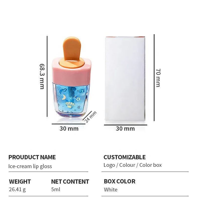 lovely glossy clear lip gloss ice cream glitter lip gloss transparent cute popsicle lipgloss