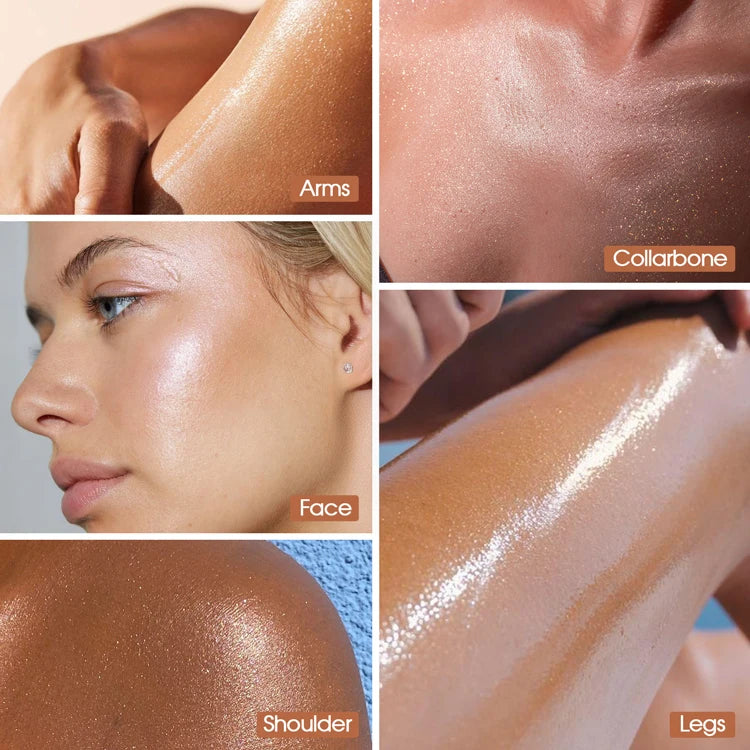 long lasting moisturizing vegan face body liquid bronzer glitter highlighter glow face liquid highlighter cream body shi