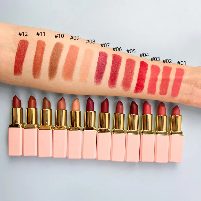 High Demand Private Label Hydrating Lip Stick Long-lasting Creamy Velvet Moist Finish Vegan Creamy Formula Moisturizing Lipstick