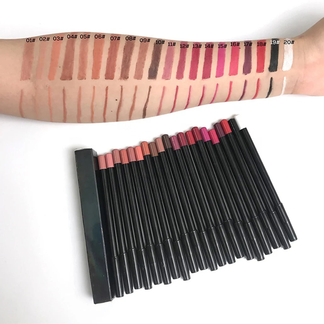 Hot Selling Private Label Lip Liner 20 Color Vegan Matte Natural Waterproof Lip Liner High Pigment Nude Lipliner Pencil