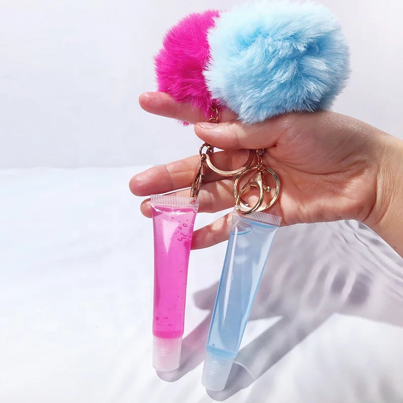 Keychains Lip Gloss Empty Squeeze Lipgloss Containers Tubes Fruit Moisturizing Glossy Lipgloss Shimmer