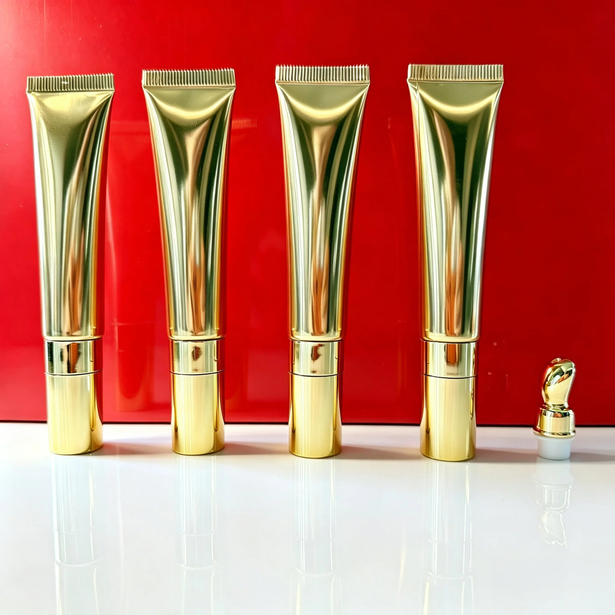 Makeup Lipgloss Tube 15ml Gold Metal Applicator Lip Oil Eye Cream Packaging Custom Logo Squeeze Lip Gloss Oil Empty Tube
