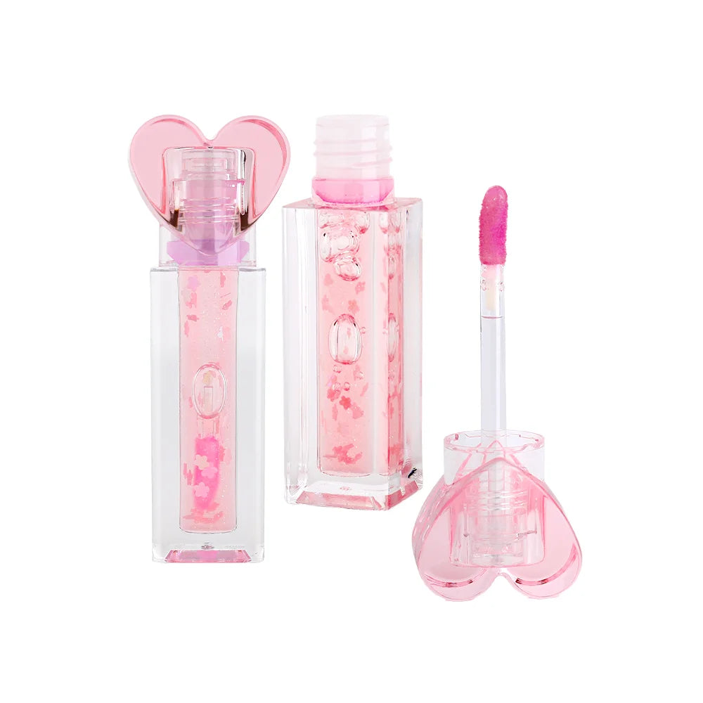 Manufacturers Private Label Heart Cap Package Lip Plumper Organic Fruit Flavoring Lip Balm Oil Color Change Vegan Lip Oil