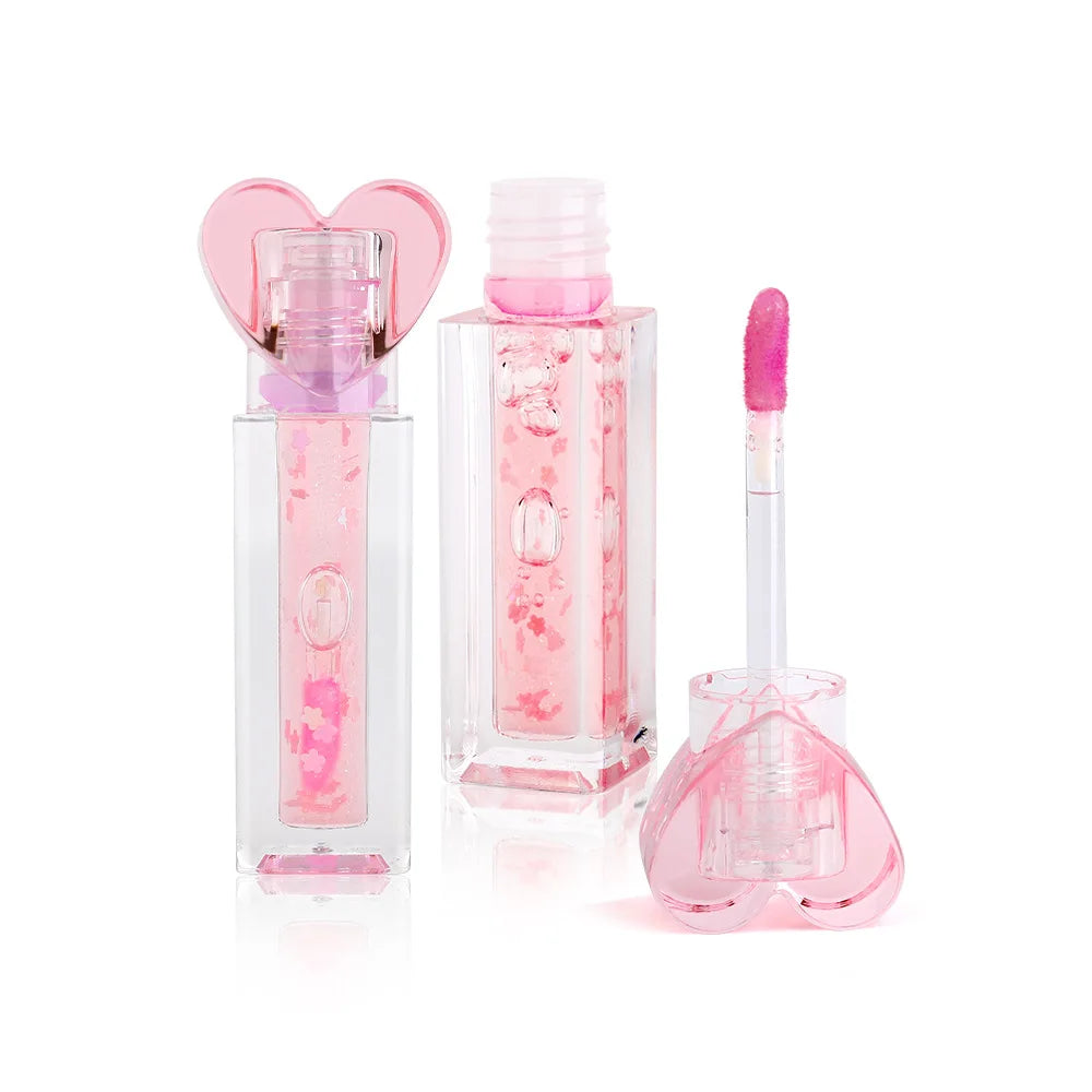Manufacturers Private Label Heart Cap Package Lip Plumper Organic Fruit Flavoring Lip Balm Oil Color Change Vegan Lip Oil