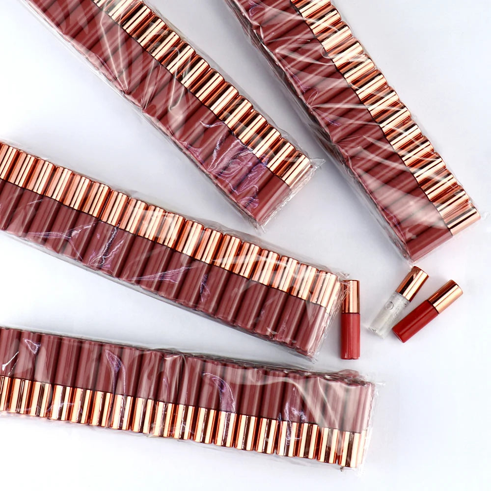 Mini Refillable Waterproof Long-lasting Matte Makeup Cosmetics Rose Red Lipstick Liquid Lipstick