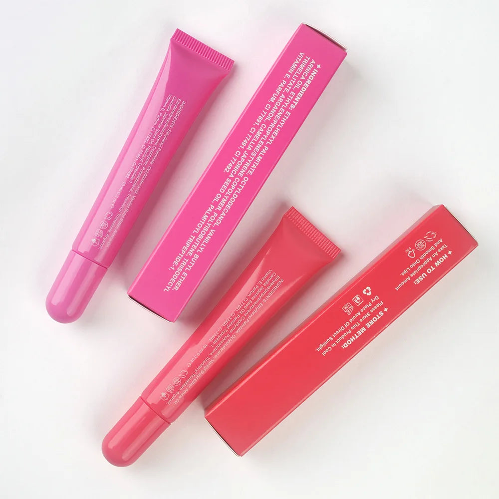 No Logo 10 Colors Squeeze Tube Lip Pomade High Pigment Smooth Hydrating Moisturizing Peptide Lip Balm