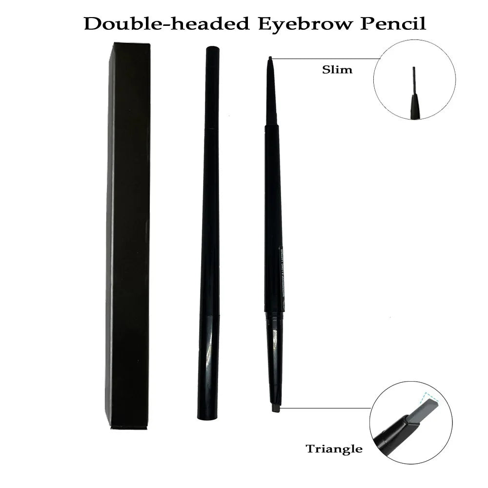 Private Label Vegan Double Headed Eyebrow Pencil Custom Waterproof Eyebrow Pencil Slim and Triangle Tips 2 in 1 Eye Brow Pencil