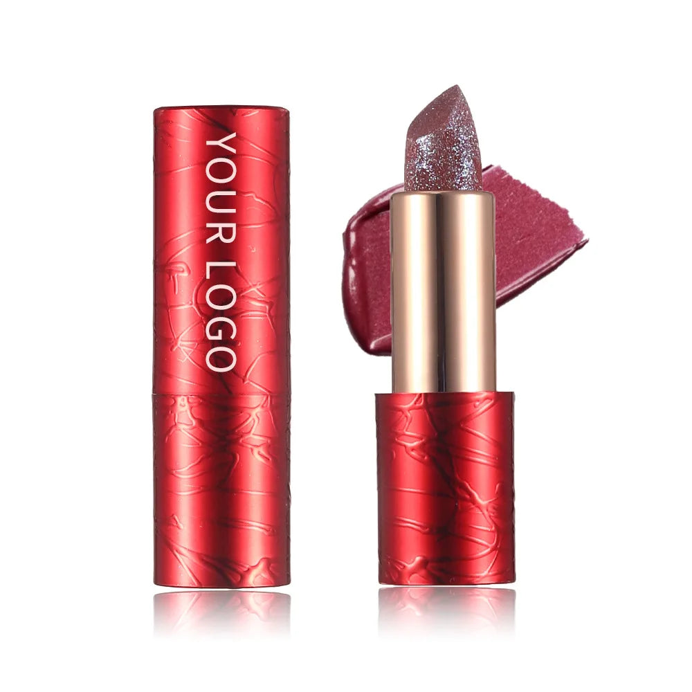 Private Label Waterproof Metallic Lipstick with Diamond Glitter and Pearl Finish Solid Lipstick for Enhanced Makeup Experience