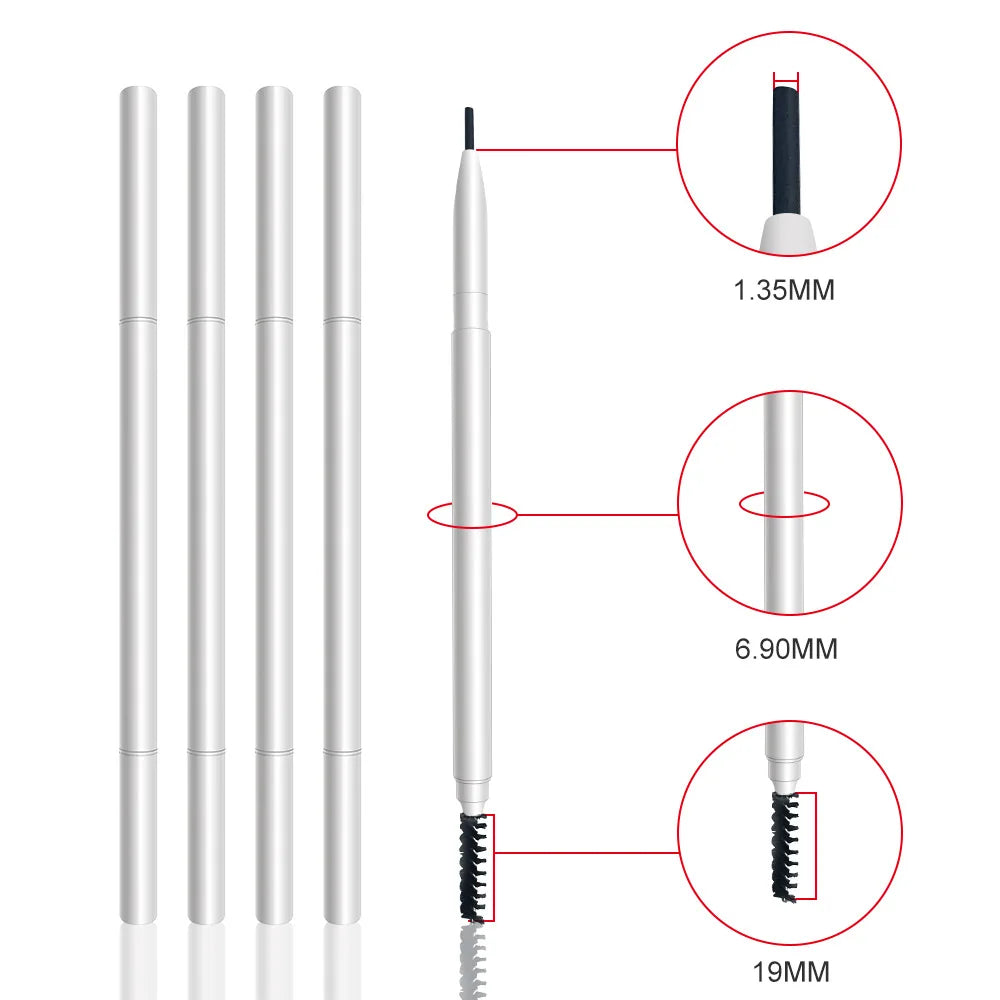 Private Label White Eyebrow Pencil Custom Logo Waterproof Vegan Eye Brow Pen Customized Brow Pencil With Brush
