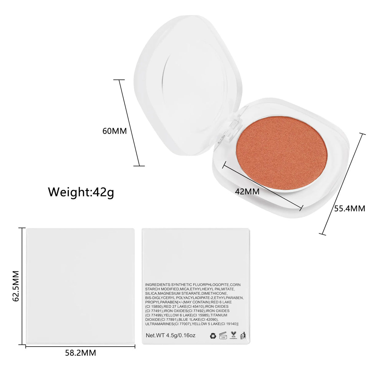 Professional High-Pigment Vegan Matte 14-Color Single-Color Blush Palette Mineral Makeup Private Label Face Blush Palette