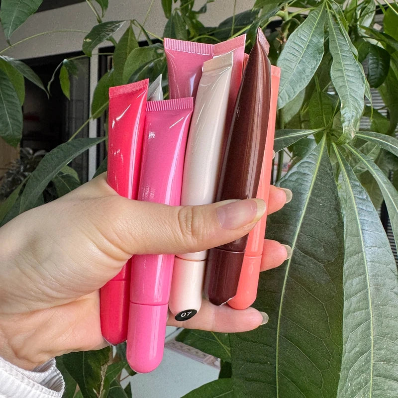 SPF Customized Logo Vegan Lip Oil Fruit Flavor Moisturizing Makeup Private Label Liquid Lip Balm Butter Gloss Lipstick Lip Oil