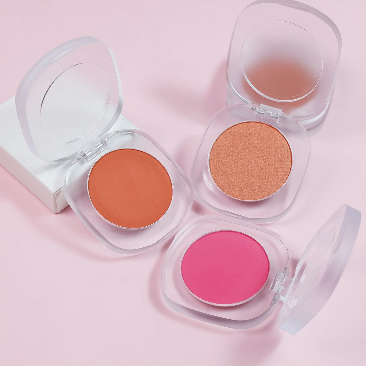 Vegan Single Clear Container Pink Blush Powder Palette Private Label Matte Shimmer Makeup Blush Powder Face Cheek Blush Palette
