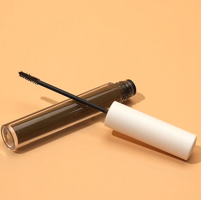 White Cap Bottle Custom Color Eye Brow Gel Private Label Eyebrow Dye Tint Cream Pomade Mascara with Thin Eyebrow Makeup Brush