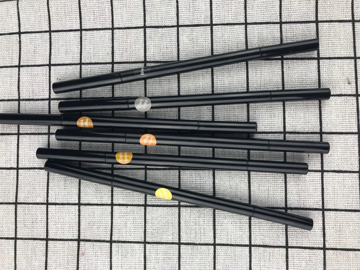 Wholesale 6 Colors Double Headed 2 in 1 Black Pencil Vegan Waterproof Private Label Retractable Eyebrow Pencil with Brush