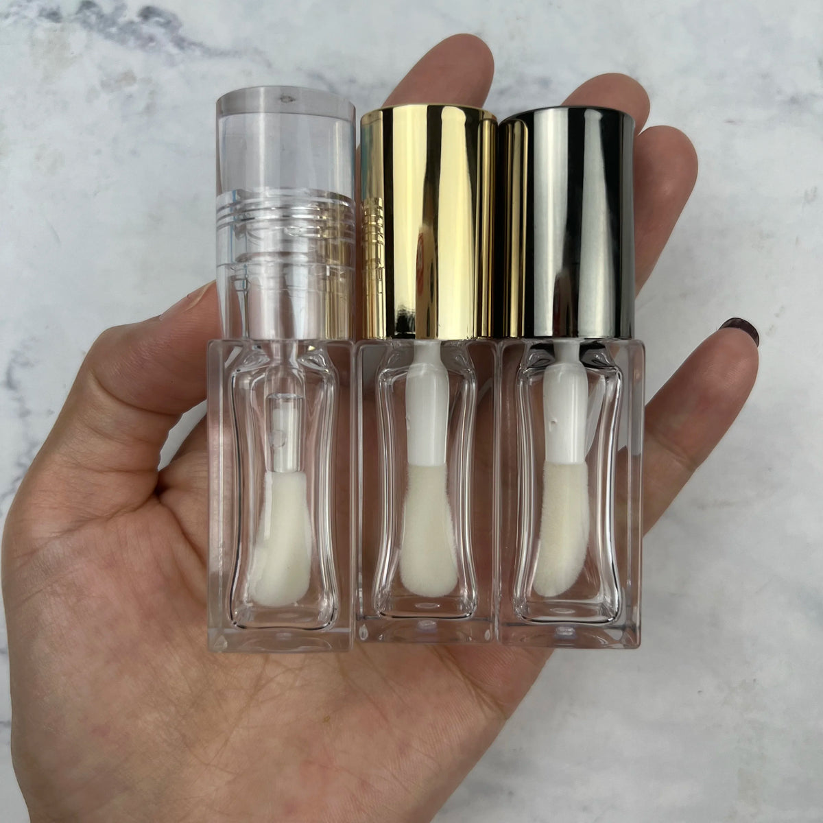 Wholesale DIY Tube All Clear Empty Lipgloss Tubes Custom Logo Big Brush Lip Gloss Tube Bottle With Big Wand