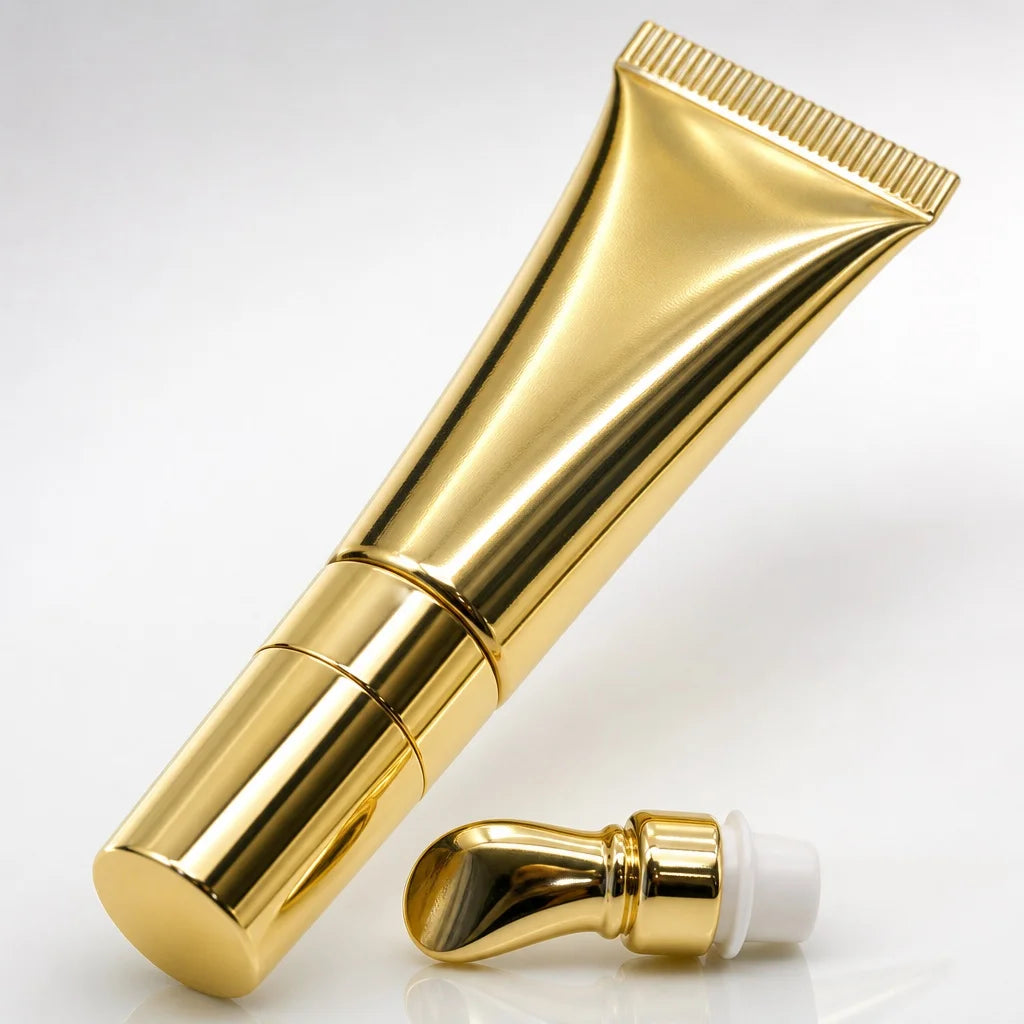 Wholesale Lip Gloss Gold Metal Applicator Squeeze Tube Lip Gloss Moisturizing Customize logo Lip Gloss Lip Balm Lip Stain