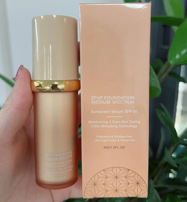 Wholesale Sunscreen Serum SPF 50 Moisturizing Liquid Foundation Full Coverage Color Changing Sunscreen Foundation