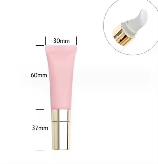 [ Your Private Label ]10g 15g 20g Eye Cream Tube Packaging Pink White Black Glossy Soft Lipgloss Squeeze Tube Packaging With Silver Gold Applicator