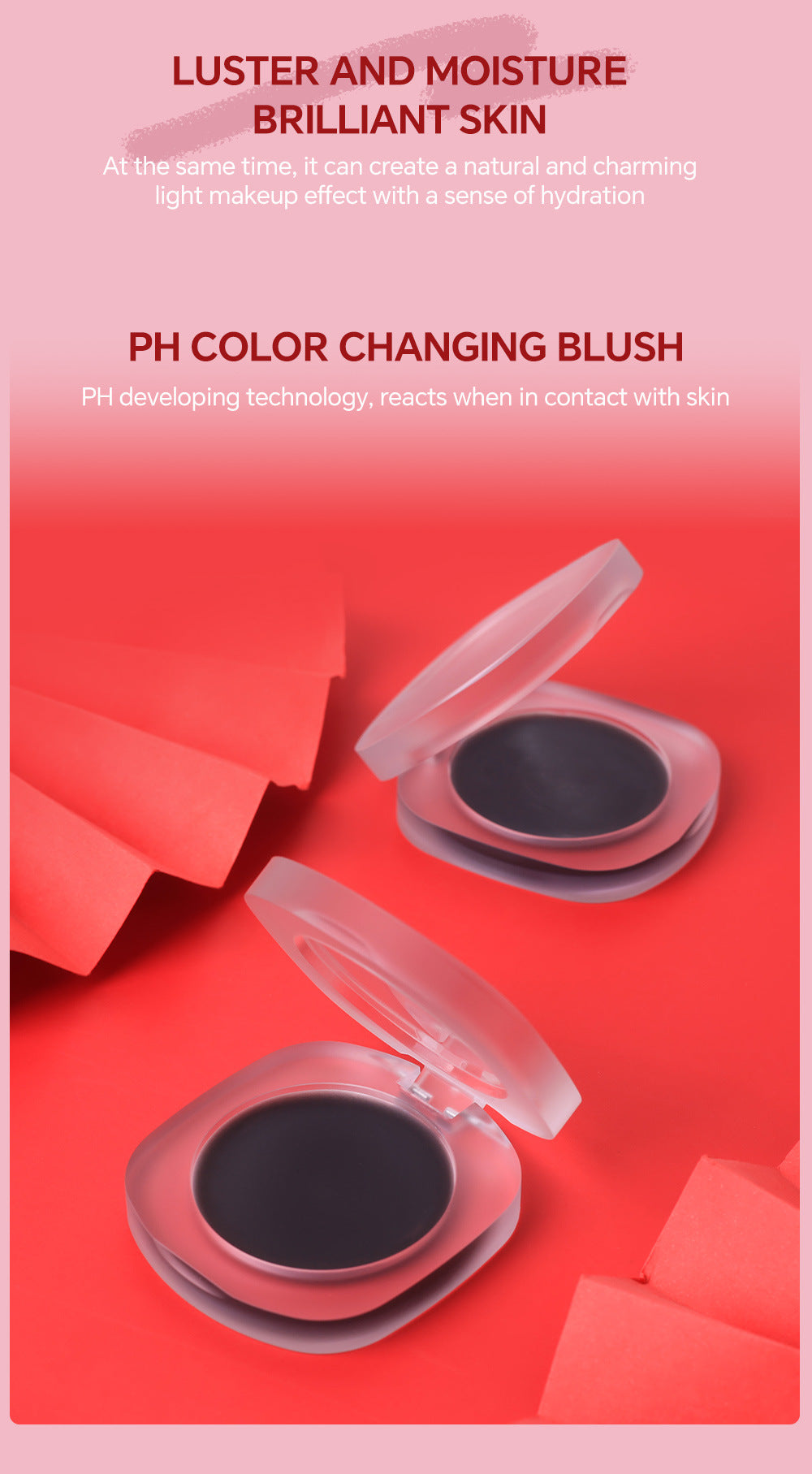 [ Your Private Label ] Trending Temperature PH Changing Cheek Blusher Magic Color Custom Vegan Long Lasting Black Ph Color Changing Cream Blush