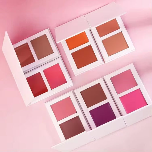 [ Your Private Label ] Wholesale 2 in 1 Makeup Cream Powder Blush Palette Natural Cruelty Free Vegan Longlasting Blusher Palette