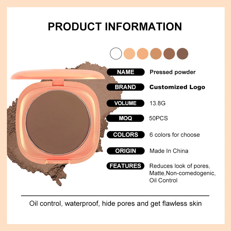 [ Your Private Label ] single color pressed matte face whitening baked Concealer powder oil control makeup vegan waterproof best baking compact powder
