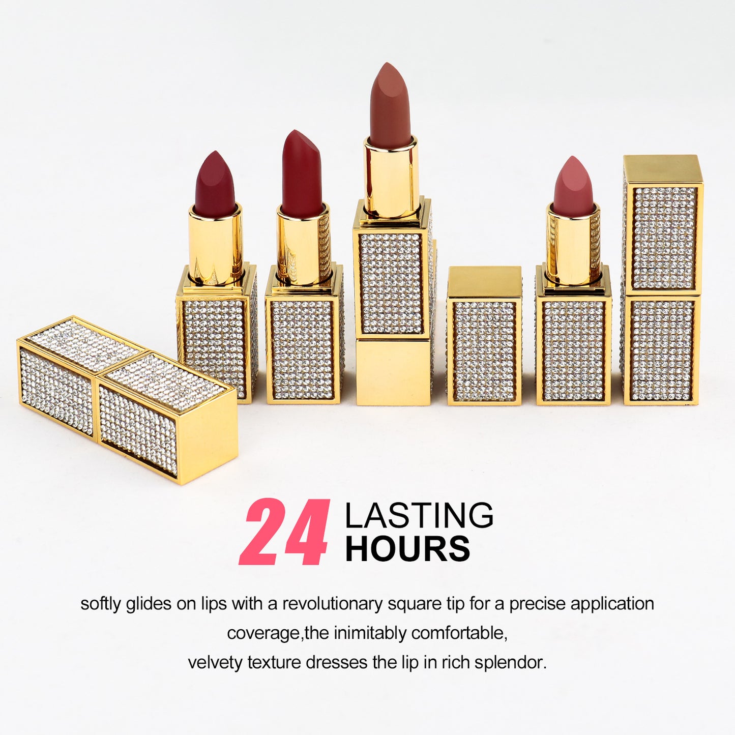 [ Your Private Label ] Customized makeup waterproof matte lipstick  Diamond luxury matte lipstick no logo