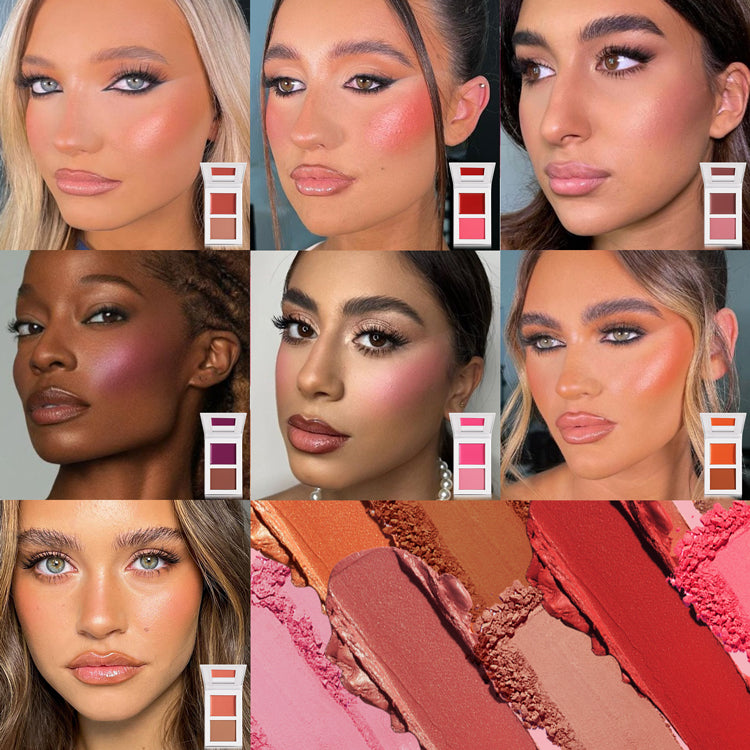 [ Your Private Label ] Wholesale 2 in 1 Makeup Cream Powder Blush Palette Natural Cruelty Free Vegan Longlasting Blusher Palette