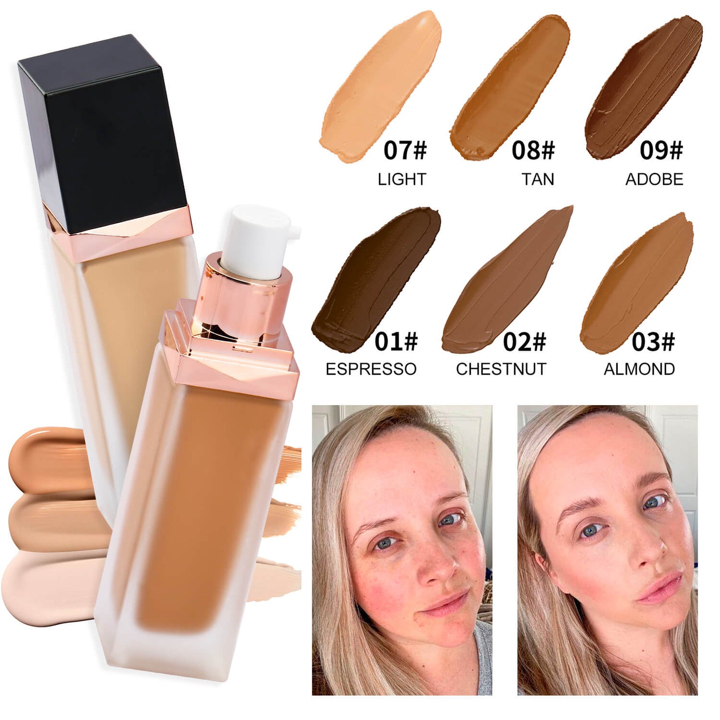 [ Your Private Label ] Wholesale No Logo Waterproof Organic Customized Matte Vegan Full Coverage Makeup professional Liquid Foundation