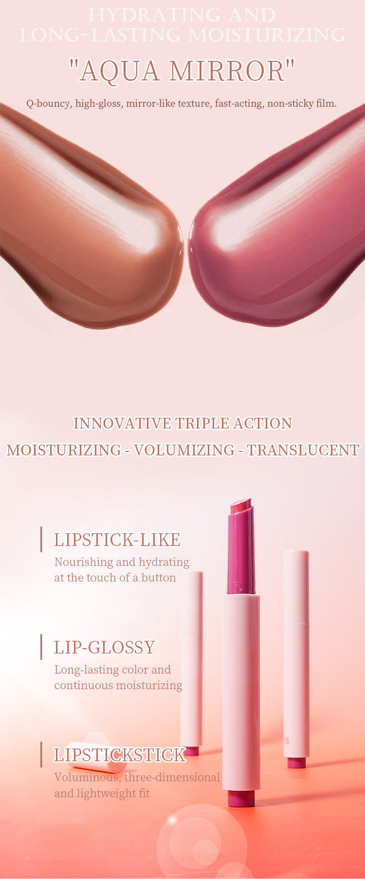 [ Your Private Label ] LIP MELTING HYDRATION long lasting moisturizing Aqua Mirror press pen Lipstick