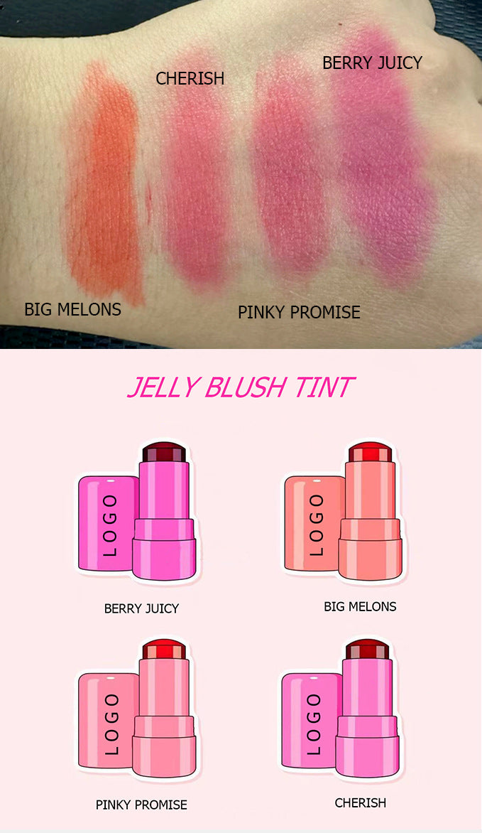 [ Your Private Label ] Cruelty Free Jelly Blush Tint Stick 4 Colors Face Lip Dual Use Blush Stick