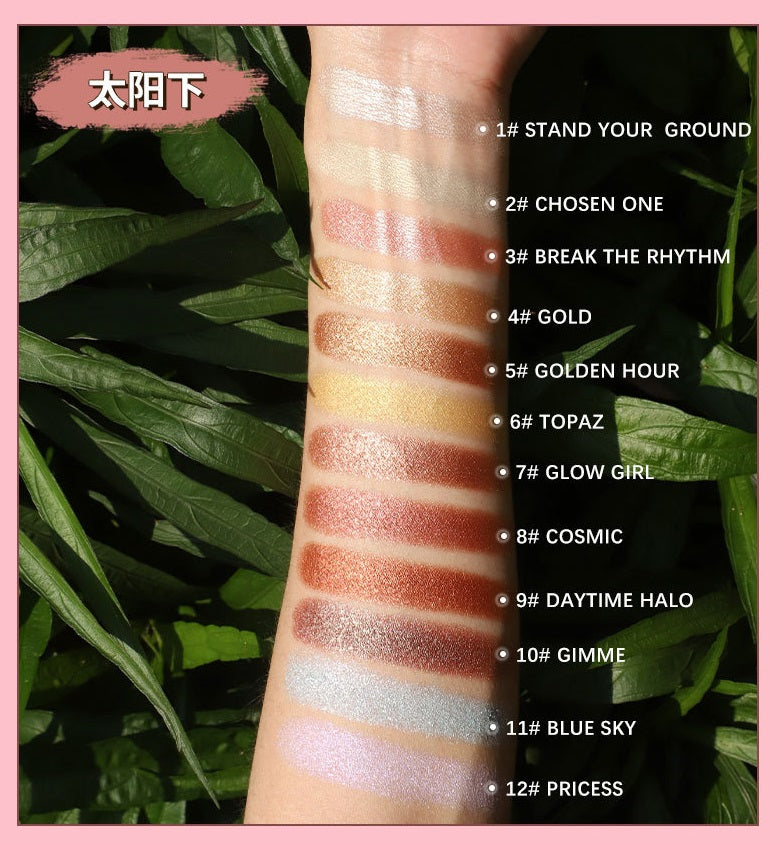 [ Your Private Label ] Custom Logo Face Body Glow Makeup Highlighter Cruelty Free Vegan Single Shimmer Bronzer Face Highlighter Powder