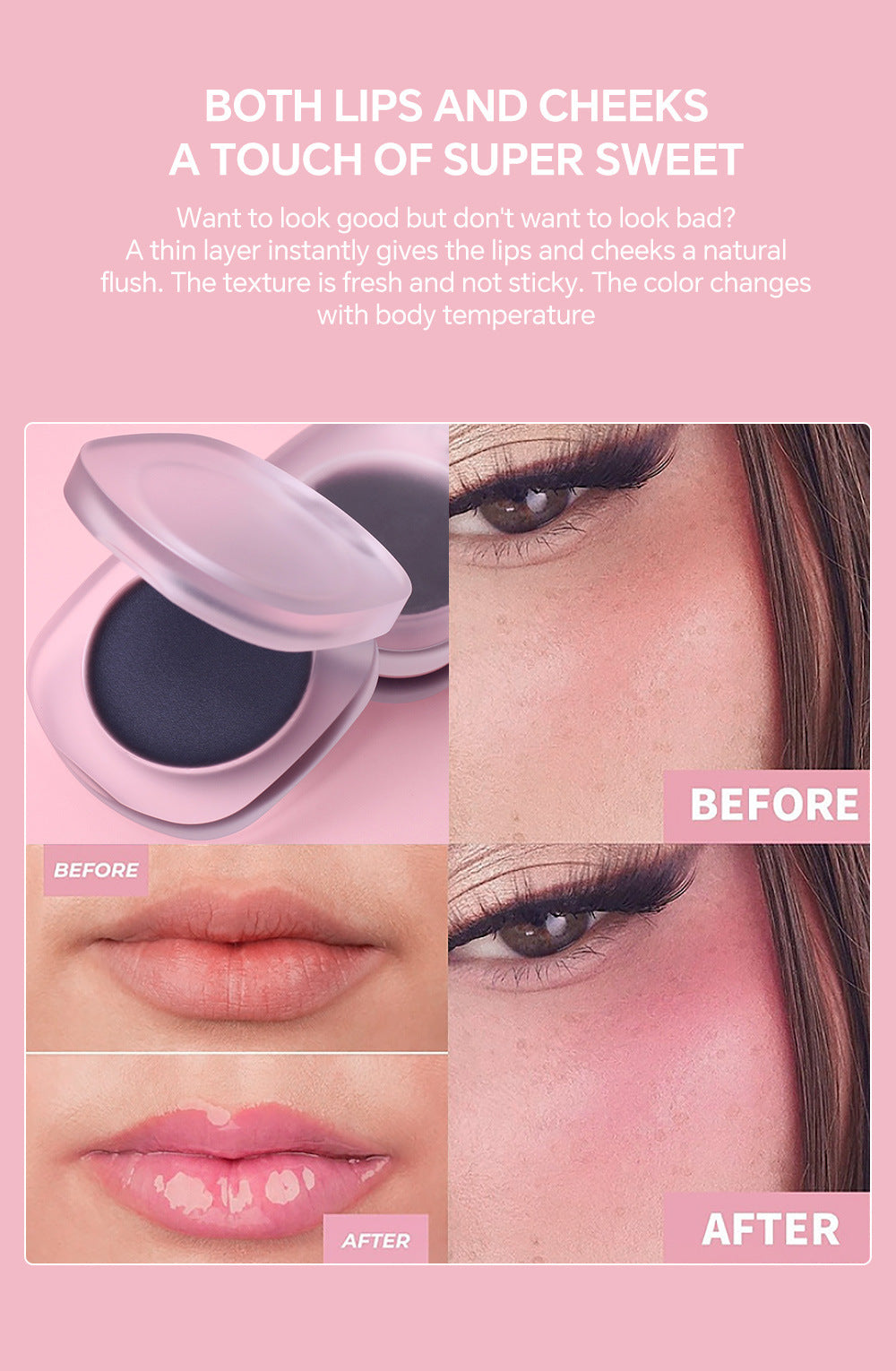 [ Your Private Label ] Trending Temperature PH Changing Cheek Blusher Magic Color Custom Vegan Long Lasting Black Ph Color Changing Cream Blush