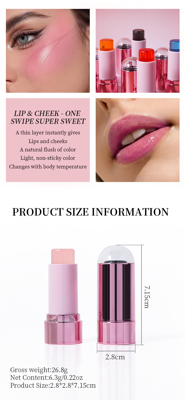 [ Your Private Label ] New Arrival Face Eye Cooling Water Blush Lip Makeup Jelly Blusher Cute Lip Tint Stain Cream Jelly Blush Stick