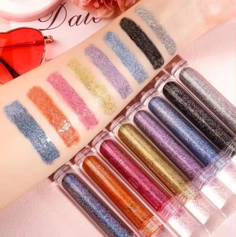 [ Your Private Label ] High Shine Diamond Shimmer Gloss Full Clear Bottle Black Waterproof Vegan Duochrome Lipstick 15 Colors Holographic Lipgloss