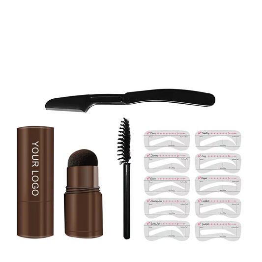 1 Eye Brow Brush Trimming Knife Eyebrow Enhancers Powder Private Label Eyebrow Stamp and Stencil Kit