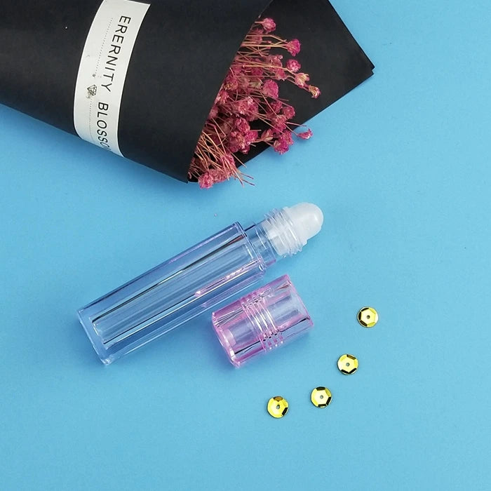 10ml Plastic Lip Oil Container Roll on Lip Gloss Bottle Packaging Clear Custom Roller Ball Lipgloss Tube Roll on Bottle
