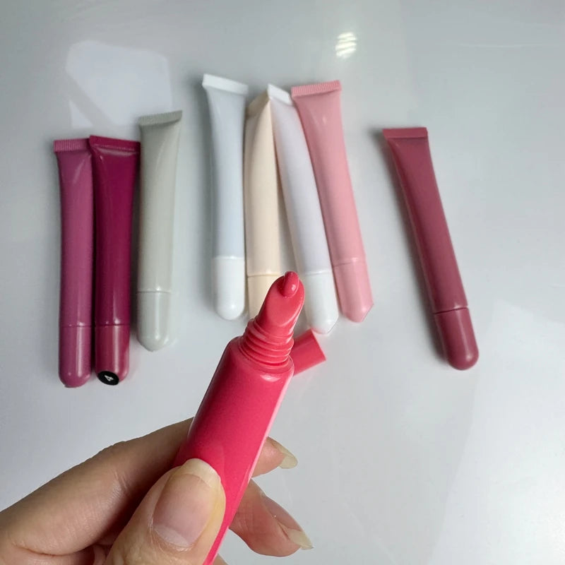10ml Stock Plastic Pink Empty Squeeze Tubes Lip Gloss Container Packaging for Cosmetics Lip Balm and Eye Cream Hose