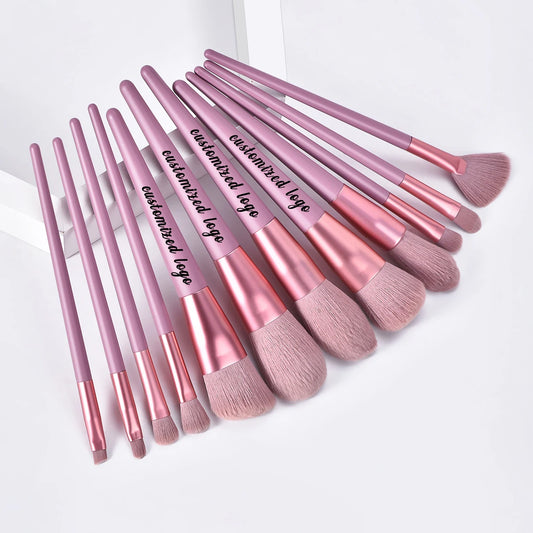 12pcs Rose pink Makeup Cosmetics Brushes Set Wholesale High Quality Vegan Natural Soft Hair Make up Brushes
