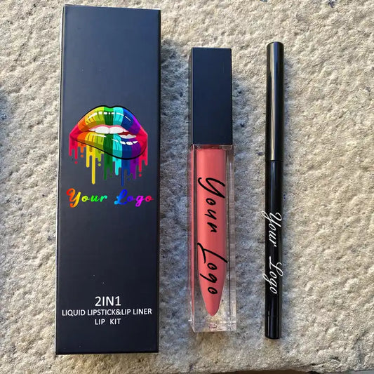 [ Your Private Label ] 12 Colors No Labels Oem Vegan Waterproof Liquid Lipstick And Lipliner Set Custom Logo Matte Lipstick Lip Kit