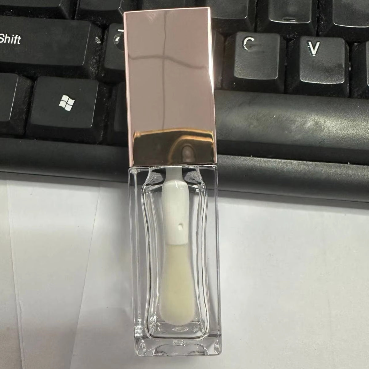 6ml 8ml 10mlplastic empty square rose gold clear petg lip gloss tubes metal wand lipgloss tube container for lip oil